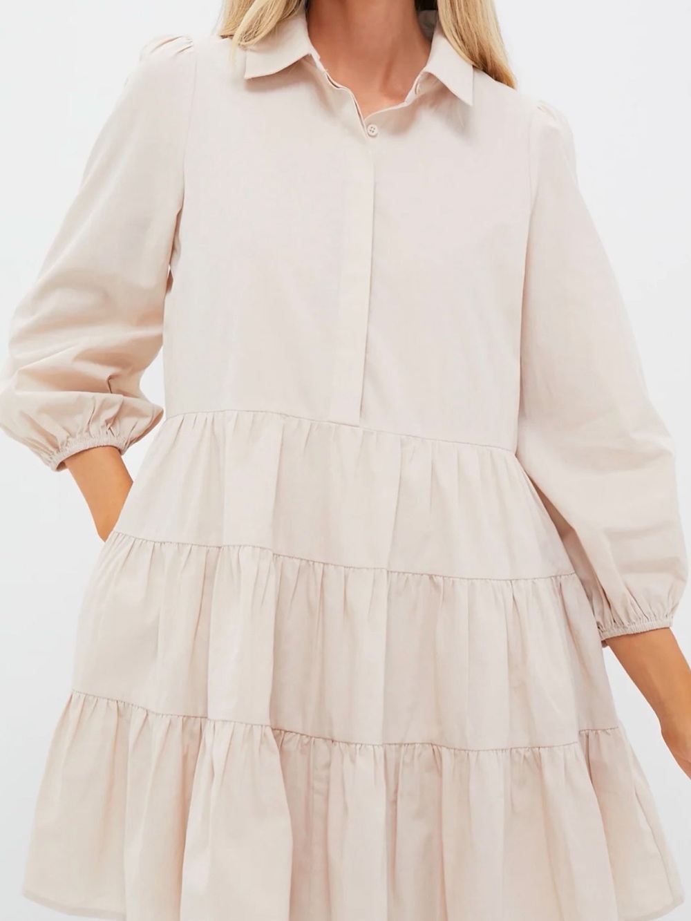 Pomander Place by Tuckernuck Mabel Mini Light Beige Tiered Long-Sleeve Shirt